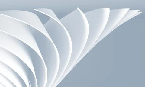Abstract digital design pattern, bent white object, 3d イラスト素材