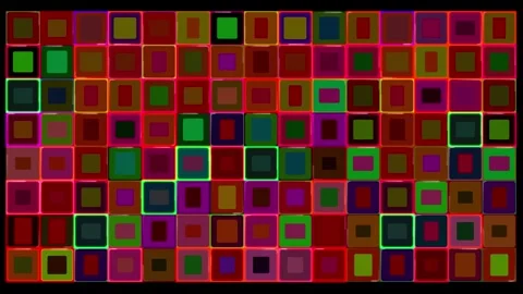 Abstract digital disco animation with many flickering squares change color Video stock 281417174