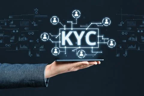 Abstract digital display with concept image KYC Stock Photos