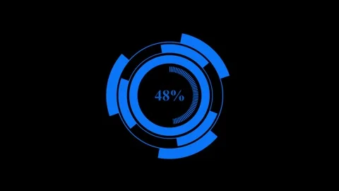 Abstract digital display shows data processing with a blue circular progres.. Vidéo 332722618