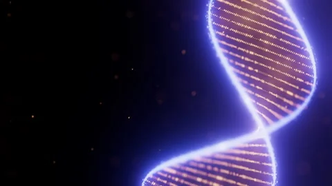 Abstract Digital DNA Double Helix spiral with data flow loop animation. Medical Stock Footage 320615795