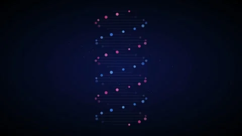 Abstract digital dna double helix structure on a dark blue background Video stock 335118294