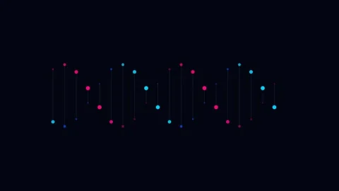 Abstract digital dna double helix structure with glowing neon dots Stock Footage 338309796