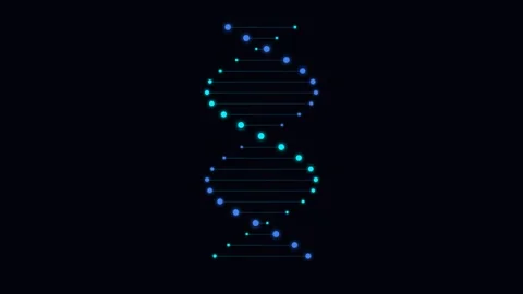Abstract digital dna double helix structure rendered in glowing blue dots Stock Footage 339619019
