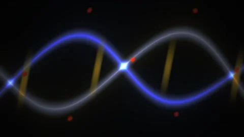 Abstract Digital DNA Double Helix Rotating in Dark Space. Stock Footage 340493703