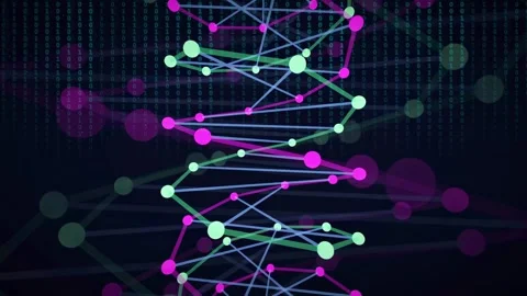 Abstract Digital DNA Helix Animation with Glowing Particles and Data Streams on Stock Footage 336774001