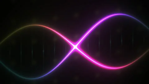 Abstract Digital DNA Helix Animation with Glowing Neon Light Waves. Stock Footage 340493871