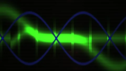 Abstract Digital DNA Helix Animation with Glowing Green Light Waves. Stock Footage 340493890