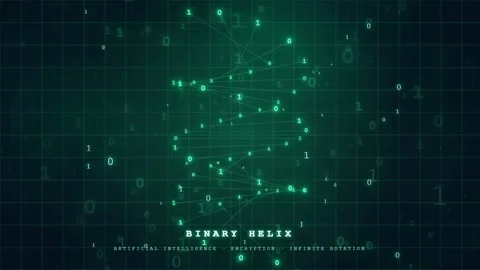 Abstract Digital DNA Helix Formed by Binary Code on a Dark Green Tech Background Stock Footage 343161641