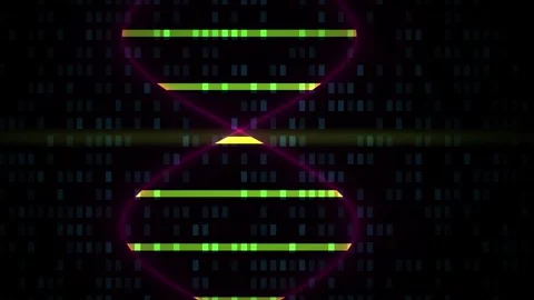 Abstract Digital DNA Helix Structure with Glitch Effects. Stock Footage 333912251