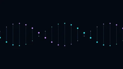 Abstract digital dna helix structure with glowing dots on a black background Stock Footage 338310226