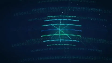 Abstract Digital DNA Helix Structure Formed by Binary Code on Dark Blue Stock Footage 339323505