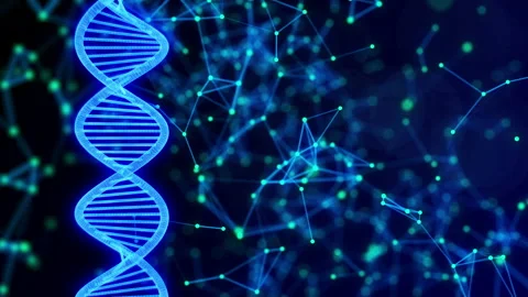 Abstract digital DNA molecule with rotating plexus project background Stock Footage 146813801