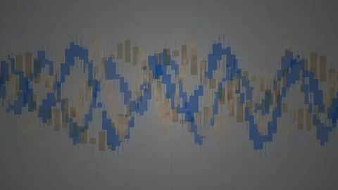 Abstract digital DNA strand animation composed of pixelated blue and orange.. Stock Footage 346325472