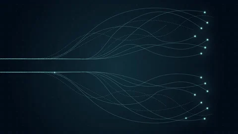 Abstract digital dot line particle data background connecting technology conc Stock Footage 219218708