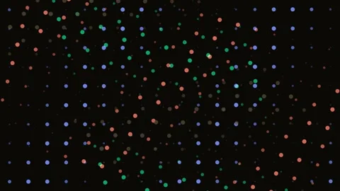 Abstract digital dot pattern shifting colors on a black background Stock Footage 335938286