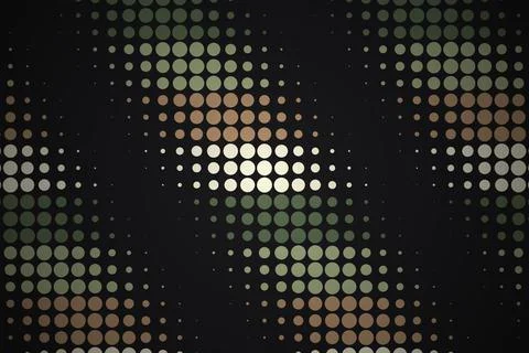 Abstract digital dots pattern with colorful circles and black background Stock Photos