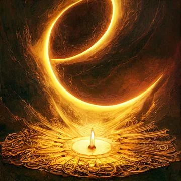Abstract digital drawing of a multi-dimensional magical fire spell Stock Illustration