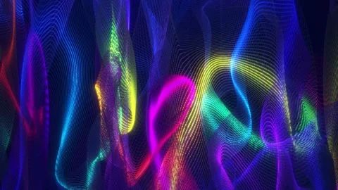 Abstract digital dynamic colorful waves of particles with light movement Stock Footage 278658756
