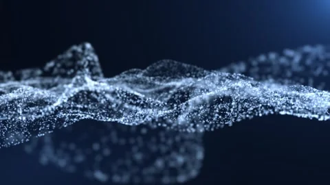 Abstract digital dynamic particle waves with light motion lights background, Stock Footage 254679517