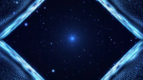 Abstract digital dynamic particle waves with flying particles Stock Footage 265256370