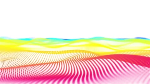 Abstract digital dynamic particle waves with light touch on white background Stock Footage 270232313