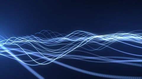 Abstract digital dynamic particle waves with light motion background Stock Footage 305169316