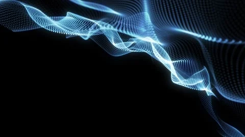 Abstract digital dynamic particle waves with motion light background Stock Footage 307502023