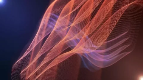 Abstract digital dynamic particle waves. Multi-wave data streams. Stock Footage 308114145