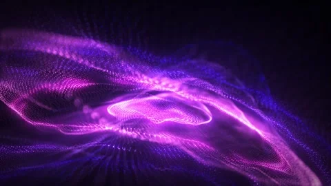Abstract digital dynamic purple particle waves against a backdrop of moving l Stock Footage 320240312