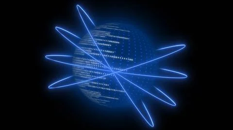 Abstract digital earth with binary code in blue design on black background Stock Illustration