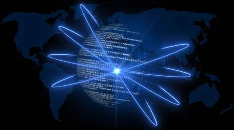 Abstract digital earth with binary code in blue design on world map Illustrazione stock