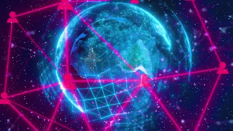 Abstract digital Earth with connection dots Stock Footage 333197576
