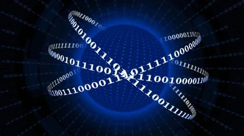 Abstract digital earth encircled by binary code lines with binary rays Illustrazione stock