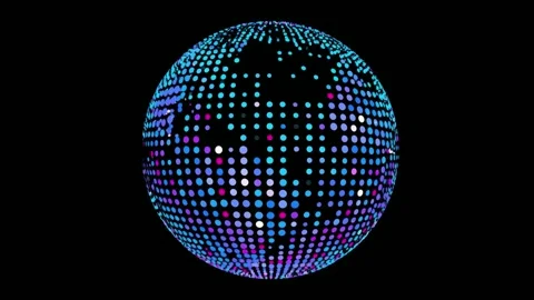 Abstract digital Earth globe made of glowing dots on black background, seam.. Stock Footage 342046019
