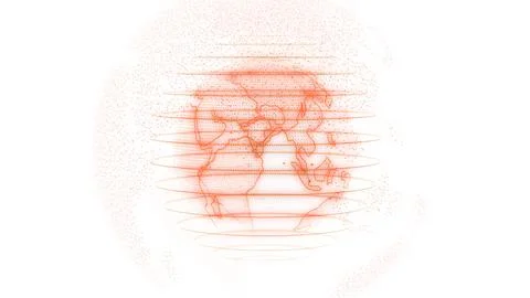 Abstract Digital Earth with Red Lines and Dots Stock Illustration