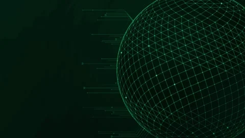 Abstract Digital Earth Sphere With Glowing Connection Lines Against A Dark .. Stock Footage 346500489