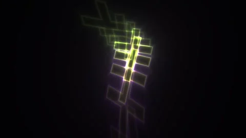 Abstract Digital Energy Flow and Geometric Light Particles Animation. Stock Footage 341779424