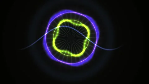 Abstract Digital Energy Pulse with Glowing Neon Rings and Pulsating Light W.. Stock Footage 340494101