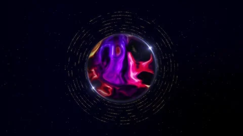 Abstract Digital energy sphere ring connecting dots lines. Wireframe technology Stock Footage 311674429