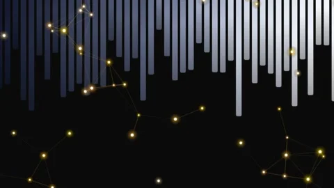 Abstract Digital Equalizer Bars with Golden Plexus Network Stock Footage 334863191