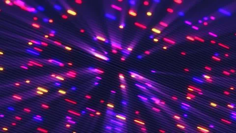Abstract digital explosion of multicolored neon light particles with a dyna.. Stock Illustration
