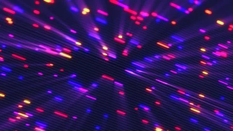 Abstract digital explosion of multicolored neon light particles with a dynami Foto stock