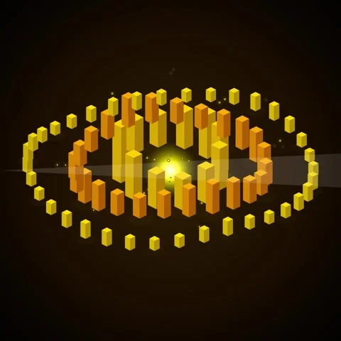 Abstract Digital Eye Data Visualization with Glowing Center and Geometric Bar Stock Footage 346283426