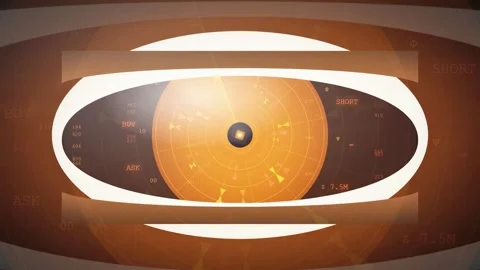 Abstract Digital Eye Interface with Financial Data Charts and Changing Color Stock Footage 343439678