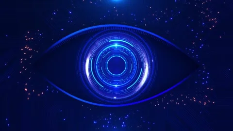Abstract Digital Eye Particle Background. Futuristic techno 4k background. Cyber Stock Footage 312976771