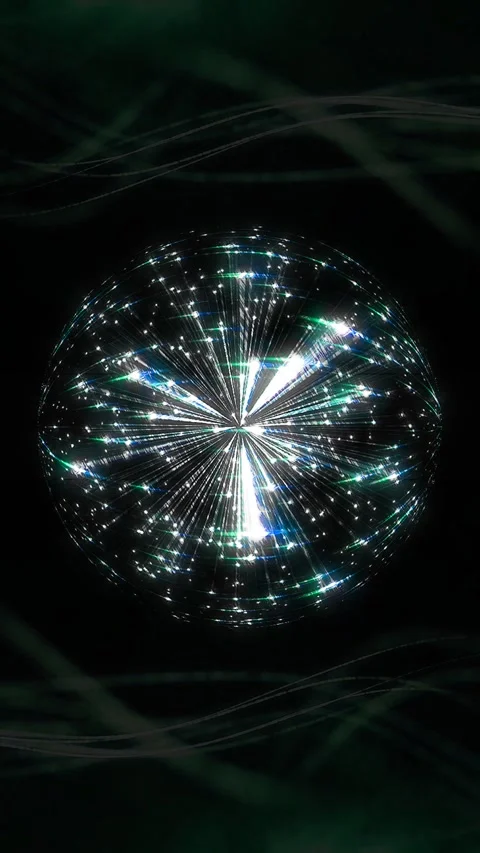 Abstract Digital Fiber Optic Sphere with Glowing Sparkle Points Stock Footage 338303679