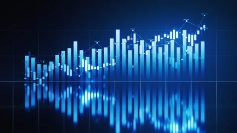 Abstract digital finance graph with rising blue bar chart animation Stock Footage 327114342