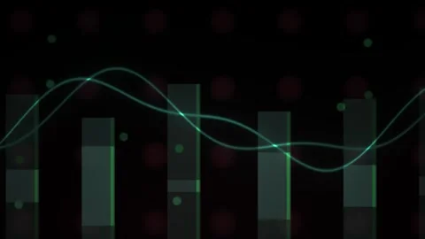Abstract digital financial chart with bar graphs and glowing green wave lin.. Video stock 346325434