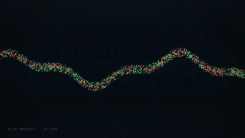 Abstract Digital Financial Chart with Red and Green Data Points Moving on Dark Stock Footage 344775724